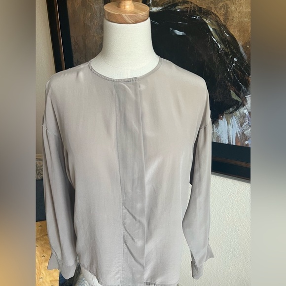 Gray Purple Silk Blouse Size S - Picture 1 of 3
